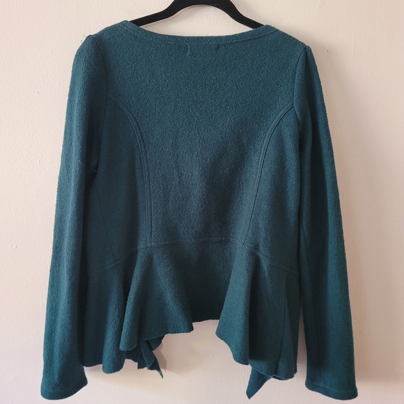 Anthropologie Sleeping On Snow Large Floral Wool Cardigan Sweater Jacket Green - Picture 7 of 8